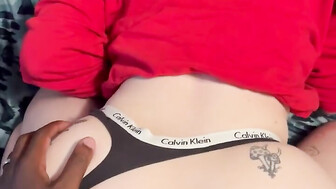 Watch her tight pussy dripping from this black cock