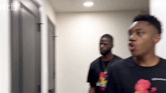 Busty blond cuckold white milf gets fucked by two horny bbc bucks