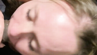 Black cock fucks MILF throat