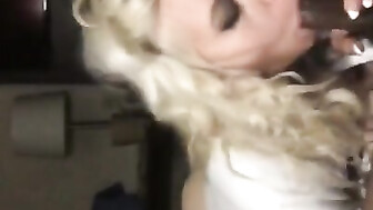 White blonde sucks black cock until cumshot