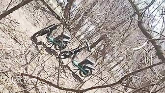 Sucking black cock outside in park