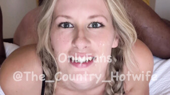 Country wife gets a BBC facial and kisses hubby