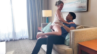 Gorgeous cuckold white mom cums hard while riding that huge black dick