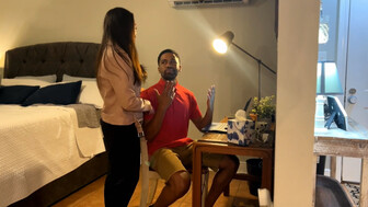 Busty white MILF with hot body seduced huge black guy