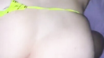 Slutty amateur ginger takes black cock creampie on the beach