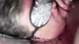 Mature shared wife licking friend's  big cock