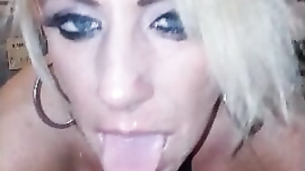 Blonde Milf  Sucks My Black Tubesteak with A Nice Facial Finish!