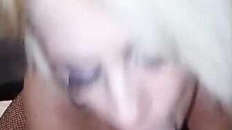 Blonde Milf  Sucks My Black Tubesteak with A Nice Facial Finish!