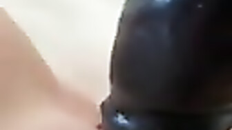 Wife takes 11 inch BBC dildo deep inside pussy