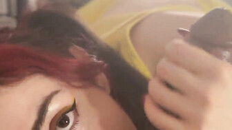 Good red-haired girl loves to serve her black master