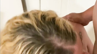 Blonde deep throats BBC while boyfriend films