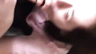 Hot white slut eats Black dick