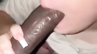 White honey sucks Black cock in car
