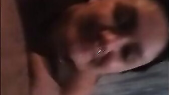 Applying Semen Makeup Foundation to a Kneeling Mom