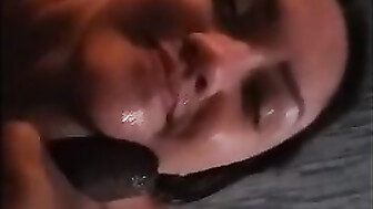 Applying Semen Makeup Foundation to a Kneeling Mom