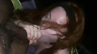 Slutty white girl takes Black cock and creampie