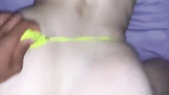 Slutty white girl takes Black cock and creampie