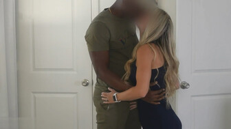 Amazing married blonde with big boobs sucks and rides long black dick