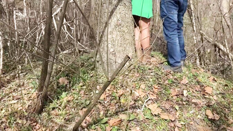 Cuckold white blonde wife and huge BBC lover in the woods