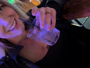 Horny blond takes black cum