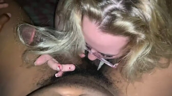 Cuckold wife sucks black cock while husband is gone