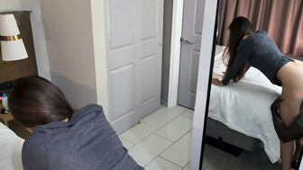 White wife cuckolds her husband in the hotel with huge BBC bull