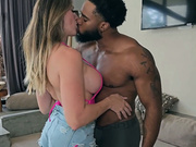 Busty white hottie gets hard fucking with strong BBC lover