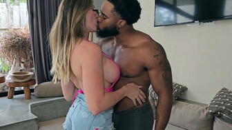 Busty white hottie gets hard fucking with strong BBC lover