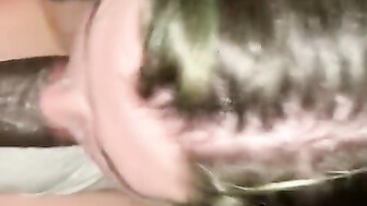 Fat black dick sucked by blue haired white hottie