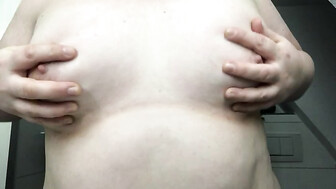 German BBW massages her tits