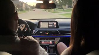 White hottie and black guy with big package in the car