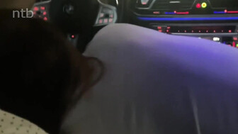 White hottie and black guy with big package in the car