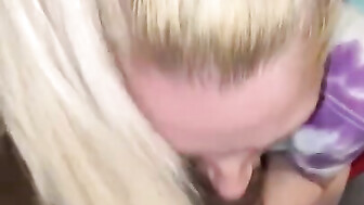 Cheating white blonde sucks roommates BBC