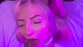 Horny white blonde and two strong black lovers