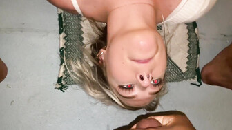 Pretty blonde gets BBC and facial