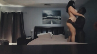 Brunette with big boobs and her black lover