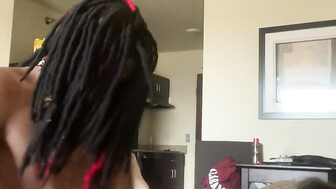 Nipple pierced brunette takes big black dick