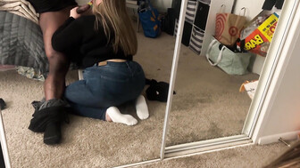 Cheating white girl sucks BBC before going on a date