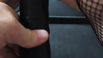 Amateur hotwife with her big black dildo