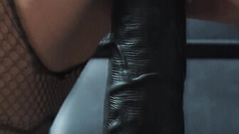 Amateur hotwife with her big black dildo