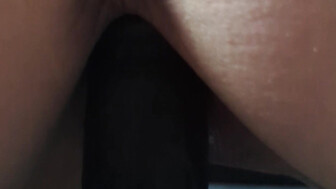 Amateur hotwife with her big black dildo