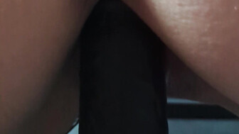 Amateur hotwife with her big black dildo