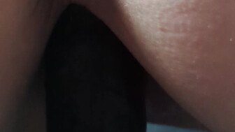 Amateur hotwife with her big black dildo