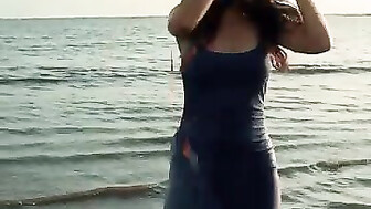 Vacation beach song dance hot sexy lady enjoy