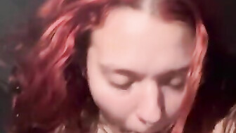 Redhead snow bunny begging to throat black dick