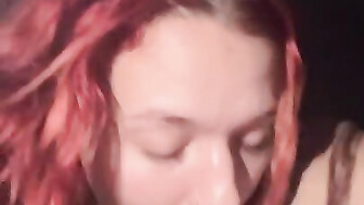 Redhead snow bunny begging to throat black dick