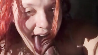 Redhead snow bunny begging to throat black dick