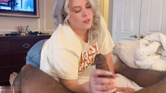 Hot blonde loves to suck BBC