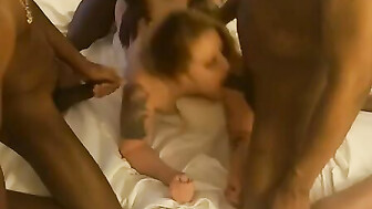 Cuck cums watching wife getting BBC gangbanged