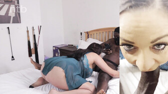 Busty cuckold white milf gets that cute face showered with thick cum